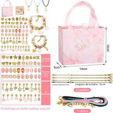 Charms bracelet kit 1 lot de 68 pièces jouet DIY charms kit charm bracelet making kit jouet fille 5 ans ensemble de bracelets exquis